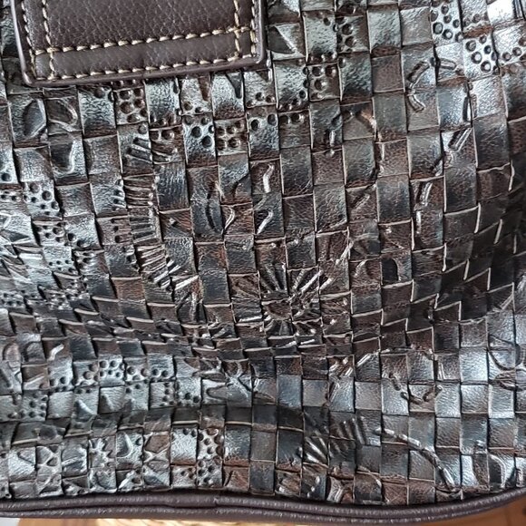 Ladies COLDWATER CREEK Embossed Woven Leather Hobo Handbag - Picture 6 of 11